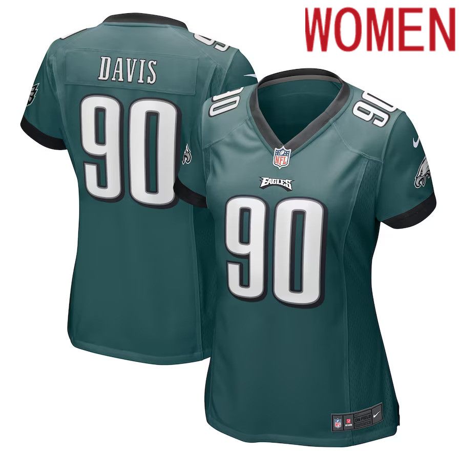 Women Philadelphia Eagles #90 Jordan Davis Nike Midnight Green Player Game NFL Jersey